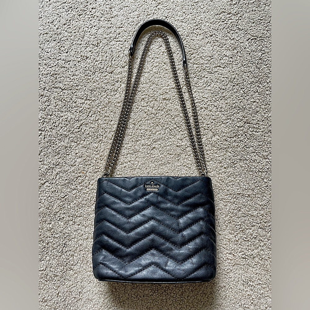 Kate Spade Reese Park Ellery Crossbody purse bag Black quilted leather